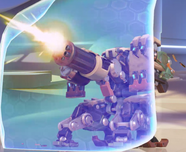 Did you know he used to have a shield, too? Bastion has already caused many broken keyboards, so make sure you counter him when he tries to mow your team down!