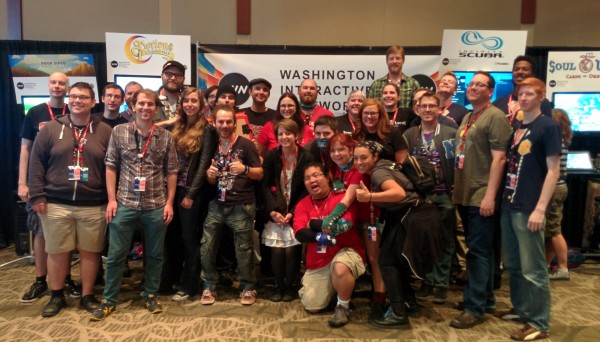 The developers exhibiting their games at the Washington Interactive Network booth at PAX Prime 