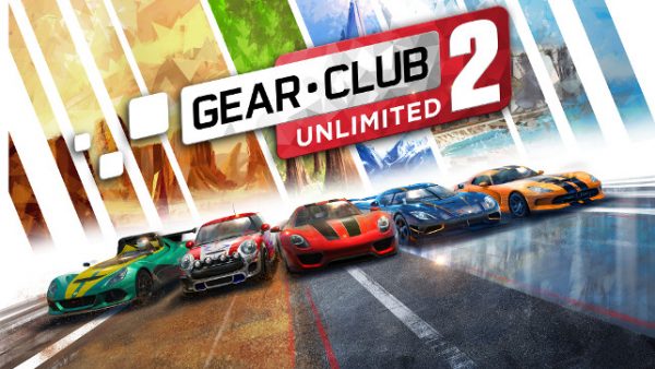Gear Club Unlimited 2 key art showing sports cars racing on a track beneath the game logo