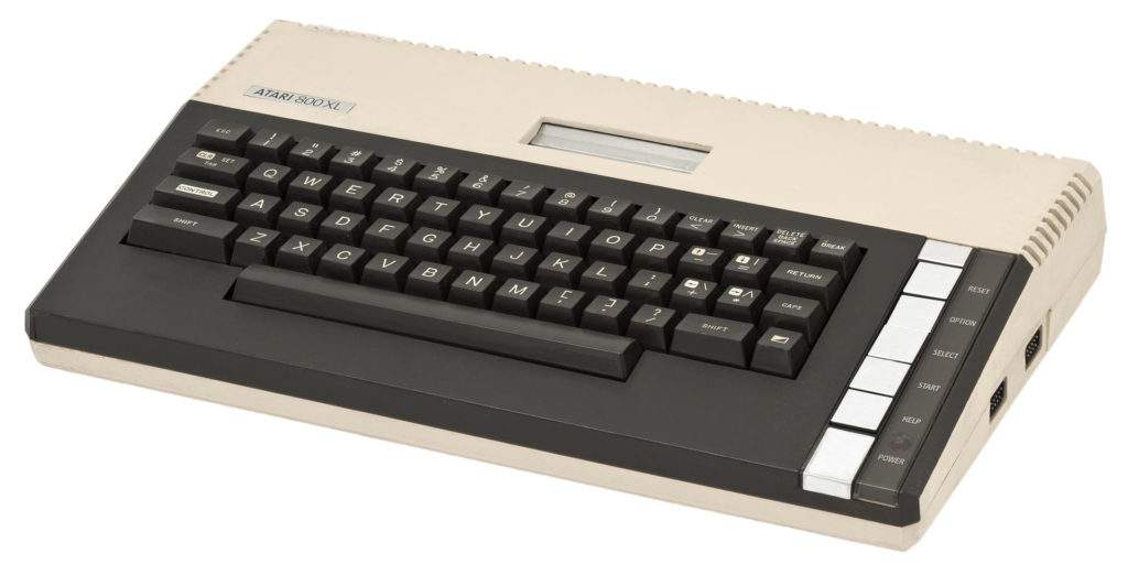 An original Atari 800XL home computer from 1983, for comparison with the 2027 recreation