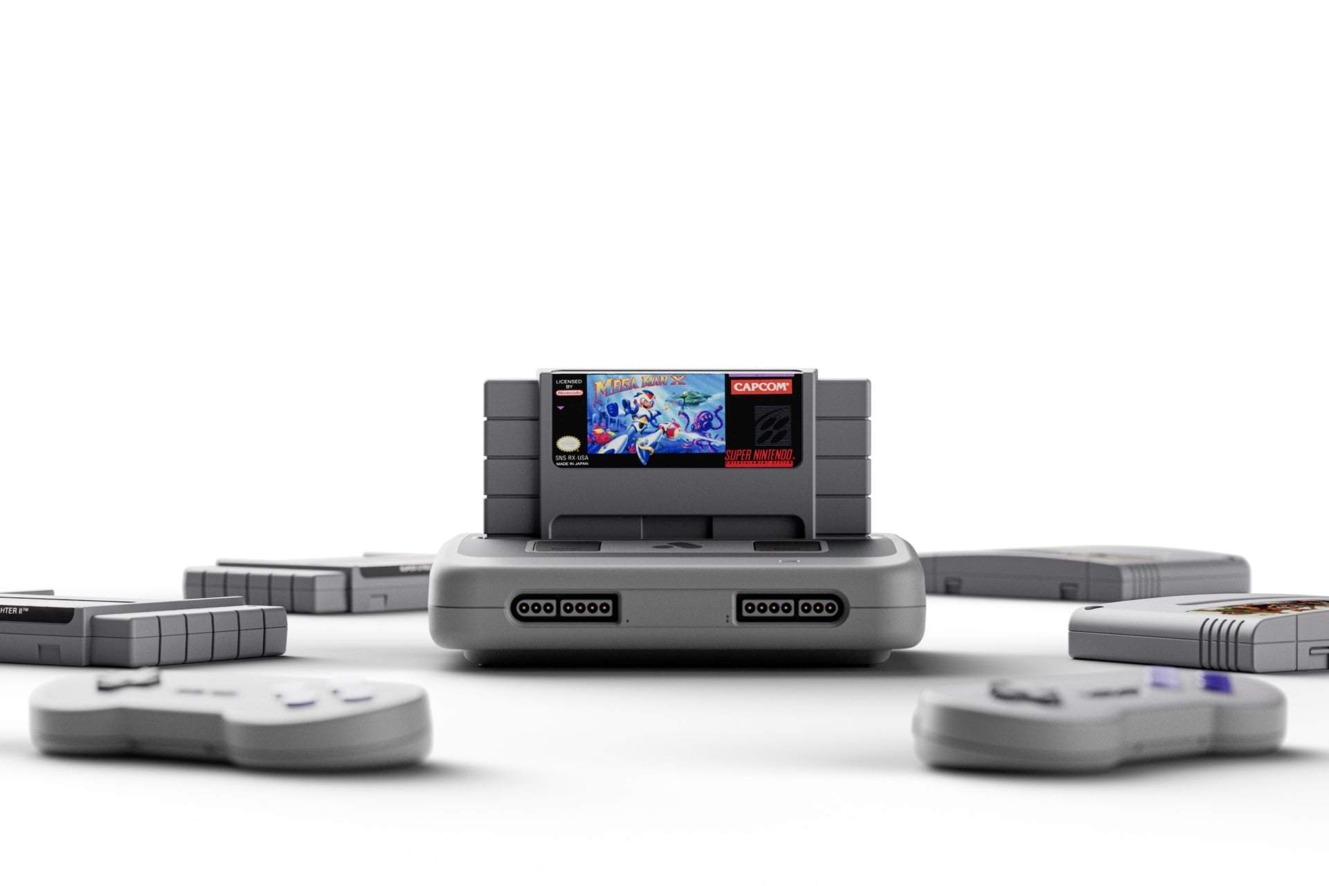 The Analogue Super Nt+ FPGA Super Nintendo console with matching controller