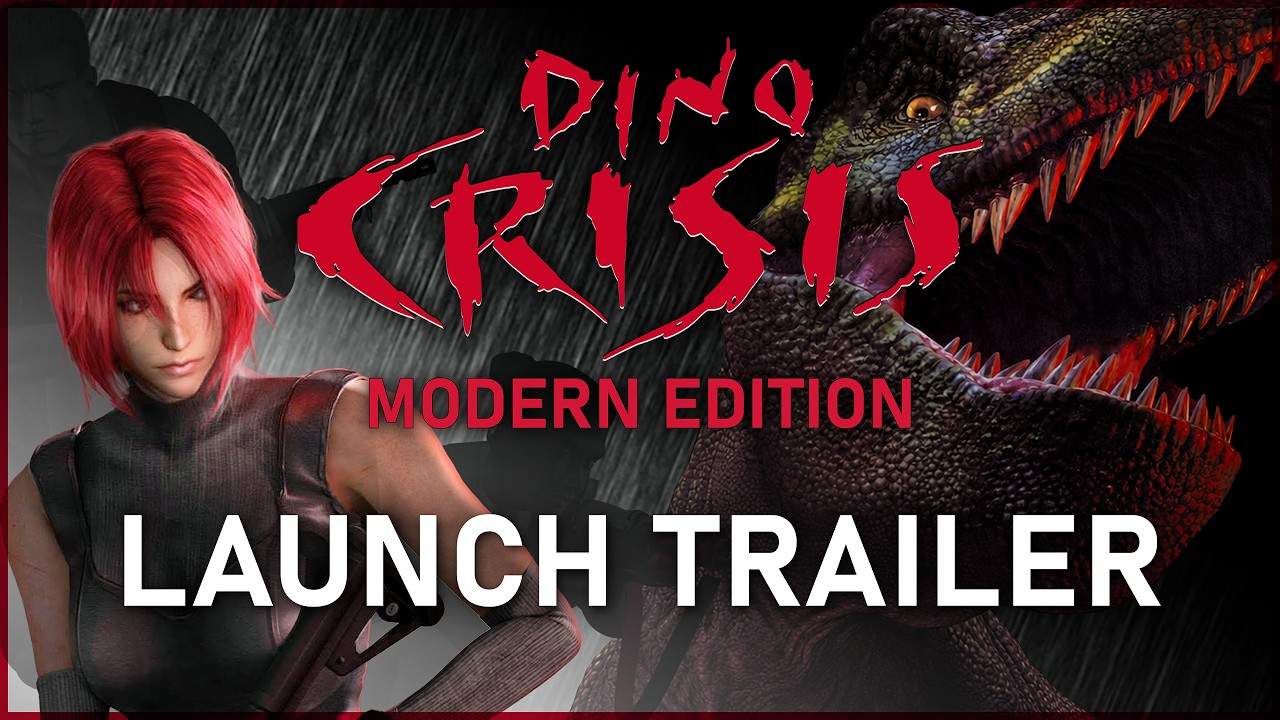 Launch trailer screenshot showing Dino Crisis Modern Edition's over-the-shoulder third-person camera