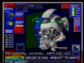 English subtitle overlay on a cutscene in the Snatcher Saturn fan translation