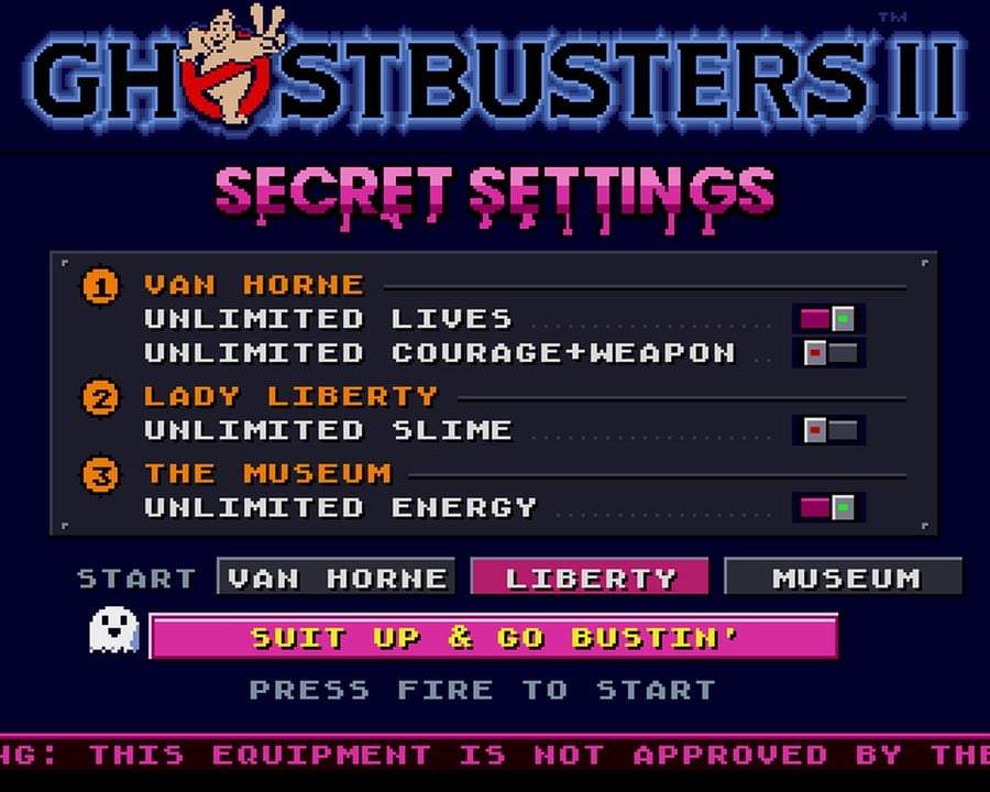 Ghostbusters II Amiga mod gameplay showing the screen-accurate changes