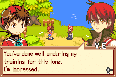 A translated English dialogue scene from the Summon Night: Swordcraft Story 3 fan patch
