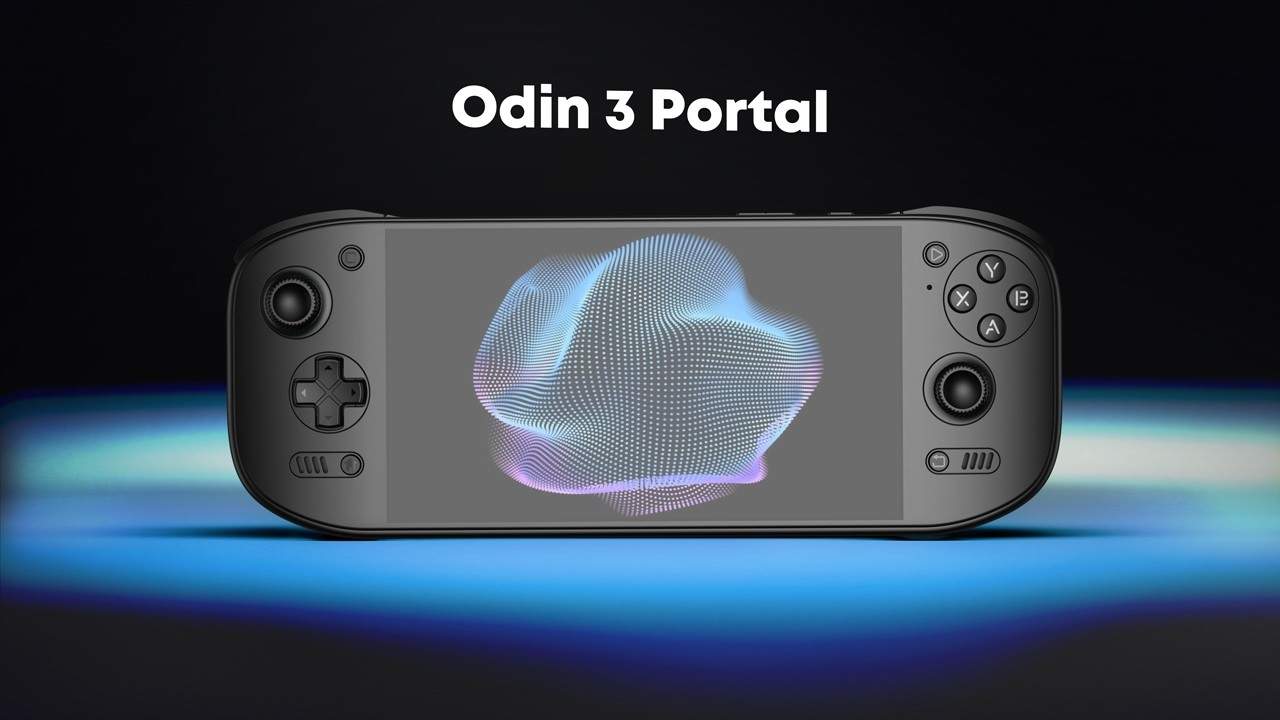 Front view of the AYN Odin 3 Portal handheld from the official teaser trailer