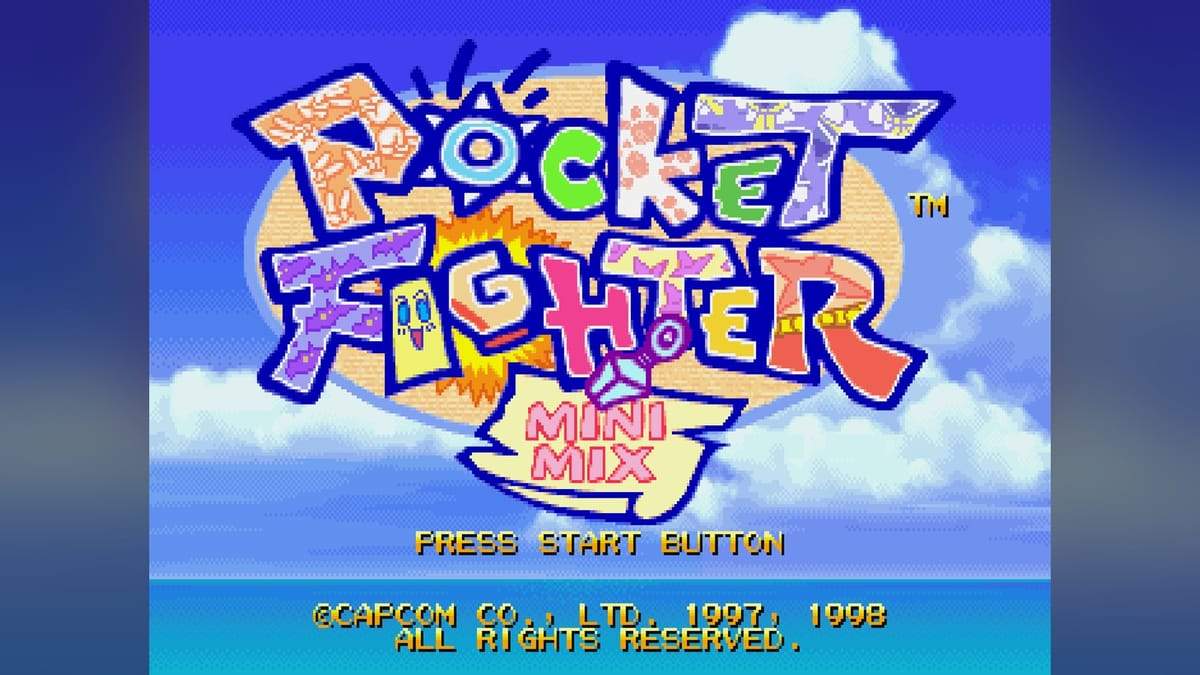 Pocket Fighter Mini Mix title screen on Sega Saturn with the restored English MINI MIX banner
