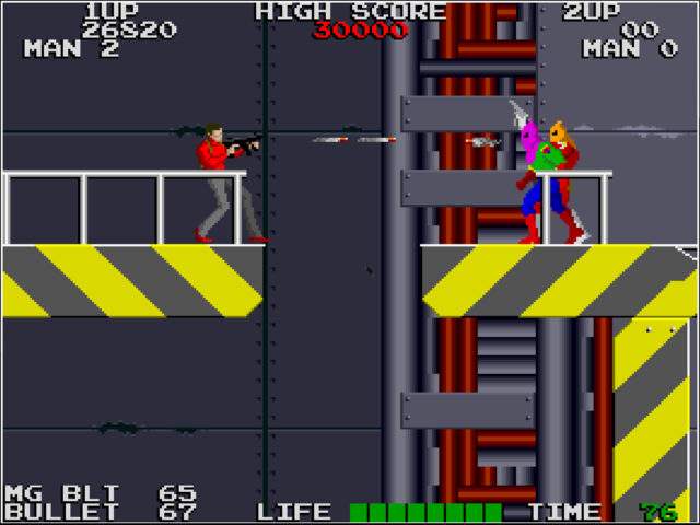 Rolling Thunder's 1986 arcade original in action — the game that's finally getting a fan-made Sega Genesis port