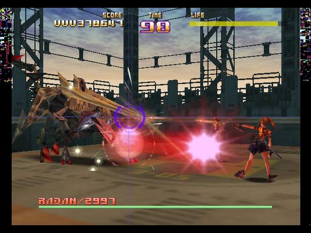 Sin and Punishment boss battle with the aiming reticle on screen, Nintendo 64