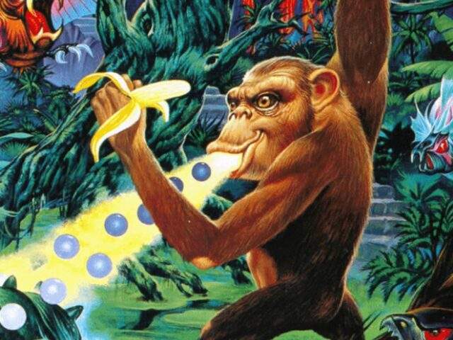Toki arcade artwork showing the ape hero Toki