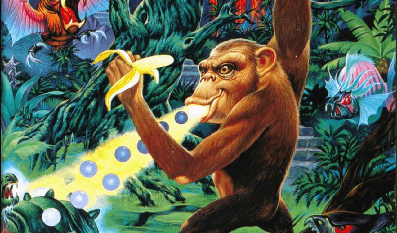 Toki arcade artwork showing the ape hero Toki